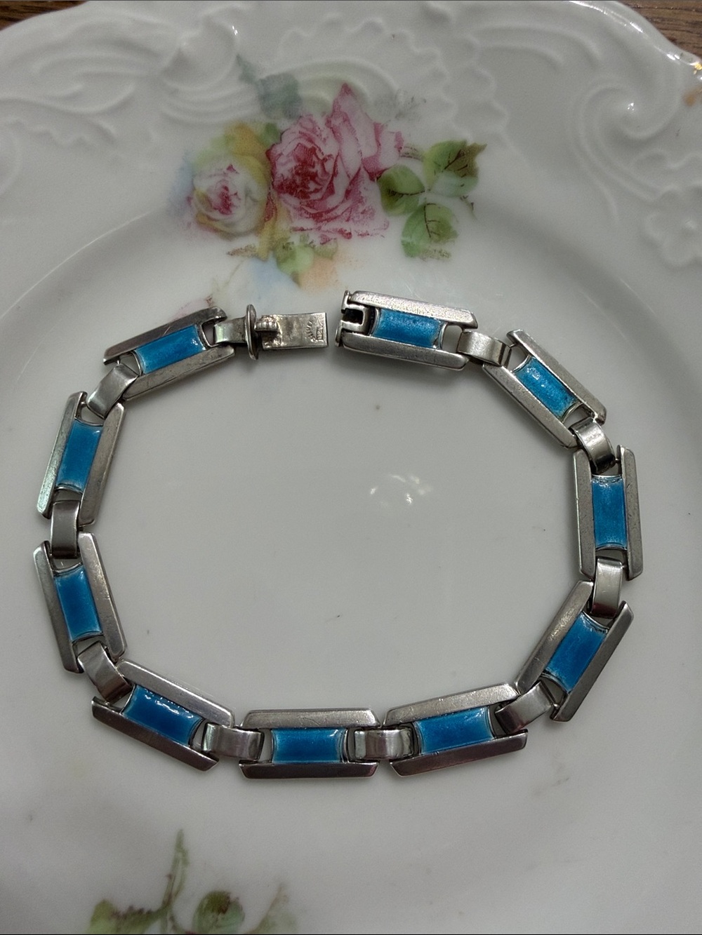 Vintage Blue Opal Sterling Marked Sterling & Mexico Bracelet